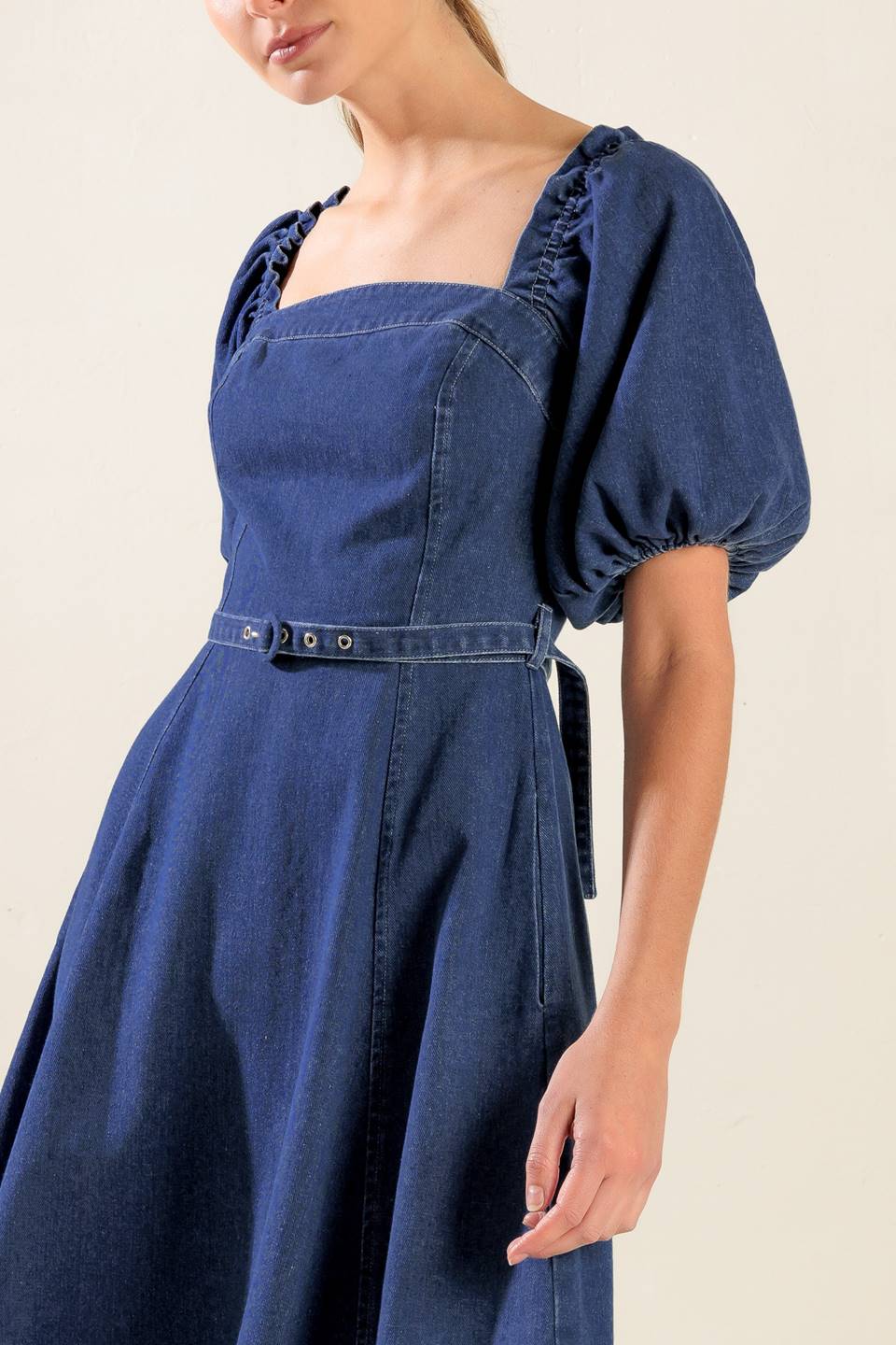 ALL SPRUCED UP DENIM MIDI DRESS Flying Tomato